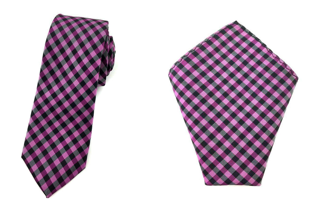 purple skinny tie pocket square