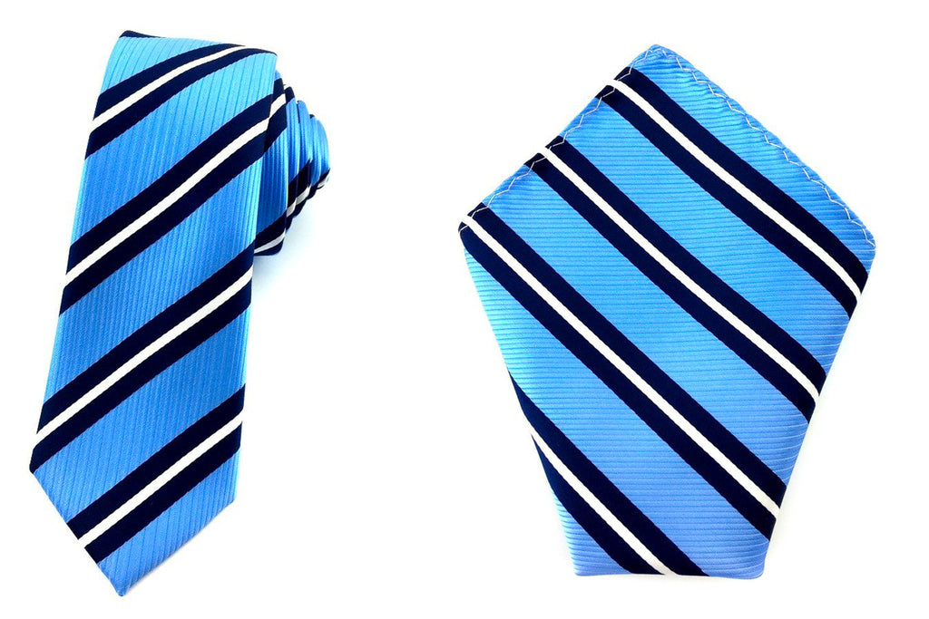 blue skinny tie pocket square