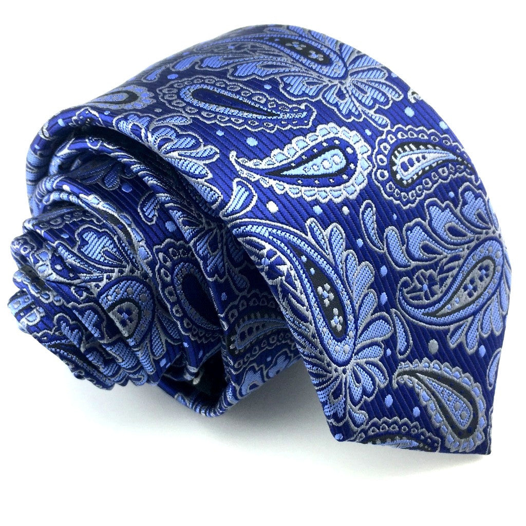 Blue Pattern Paisley Skinny Tie