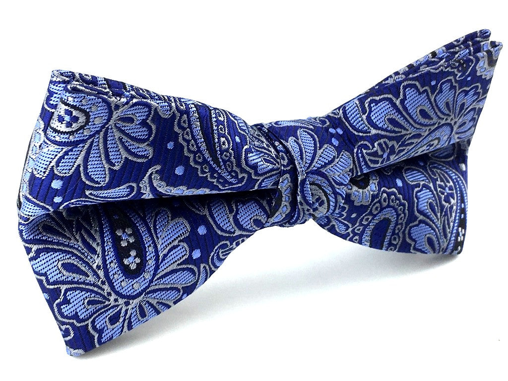 Blue Pattern Paisley Bow Tie
