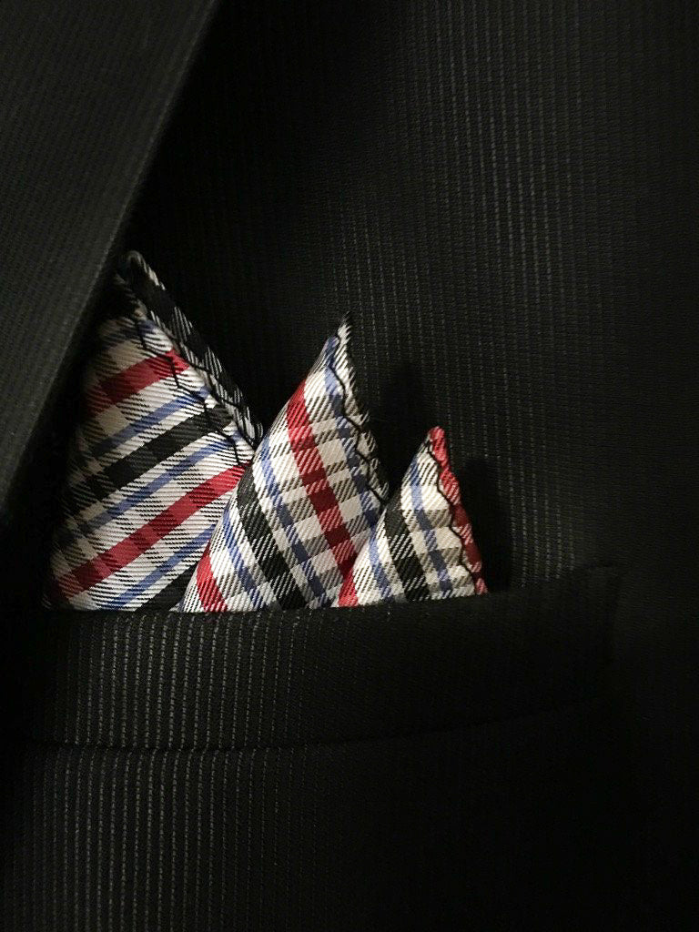 red black stripe handkerchief