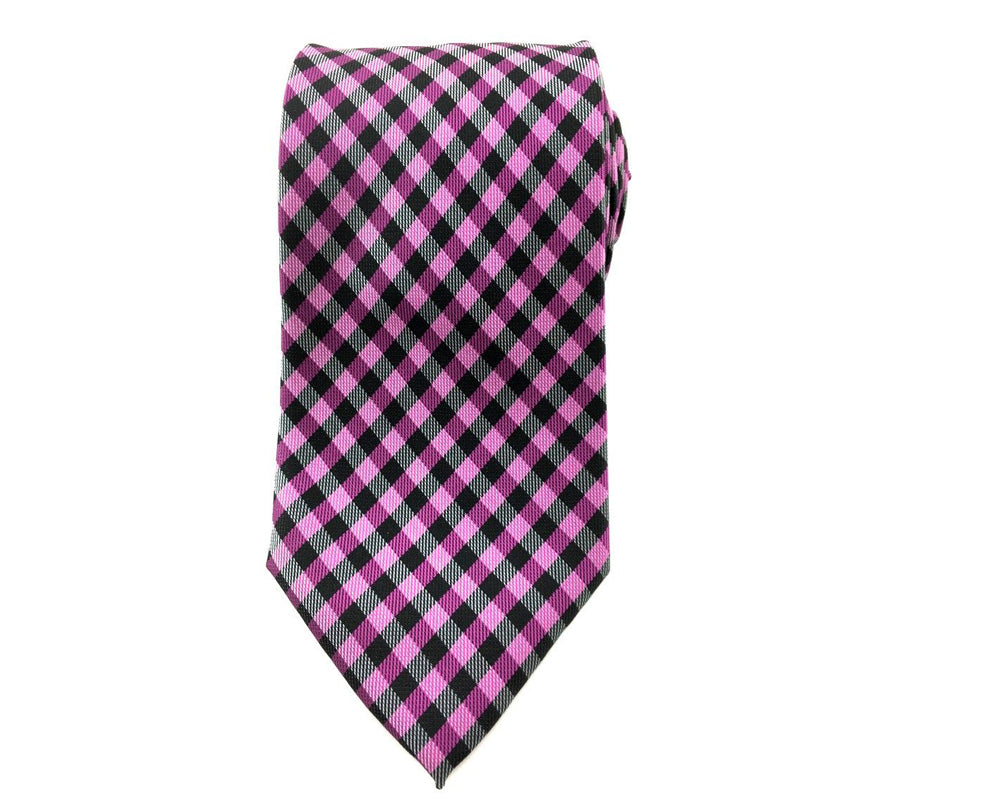 purple checkered neck tie
