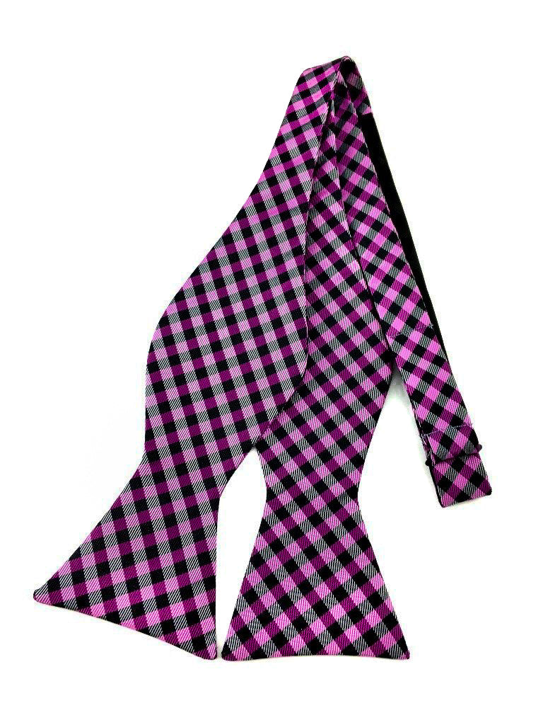 purple gingham self bow ties