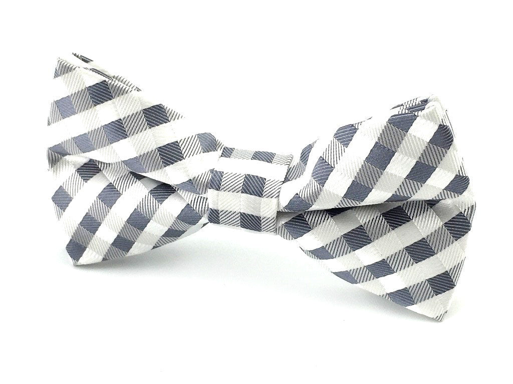 grey checkered bow ties