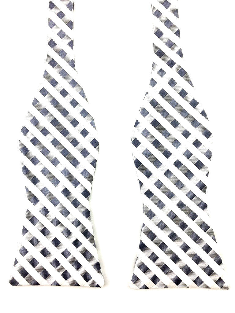 mens white grey self-tied bowtie